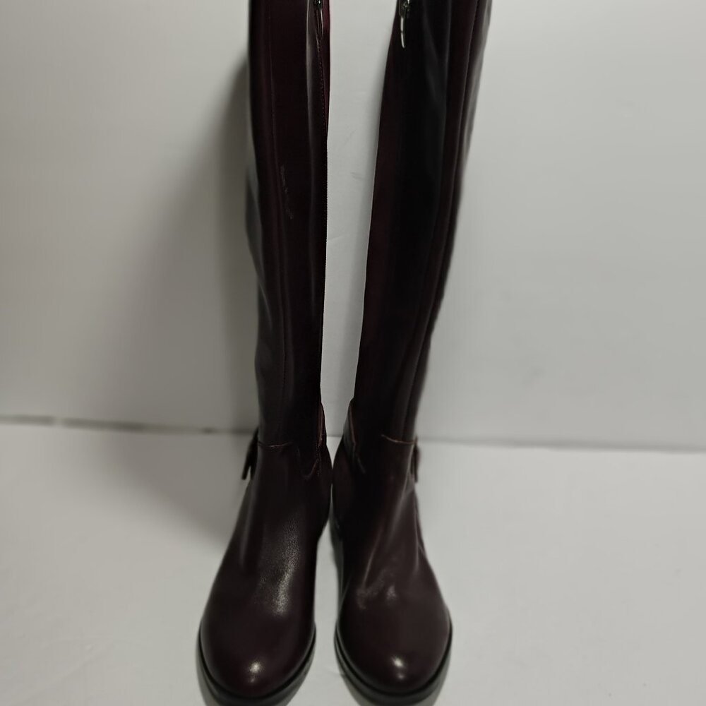 NWT Marc Fisher Womens 5M Suede Riding Boots Size 5M WIDE CALF Burgundy Zip - Picture 3 of 15